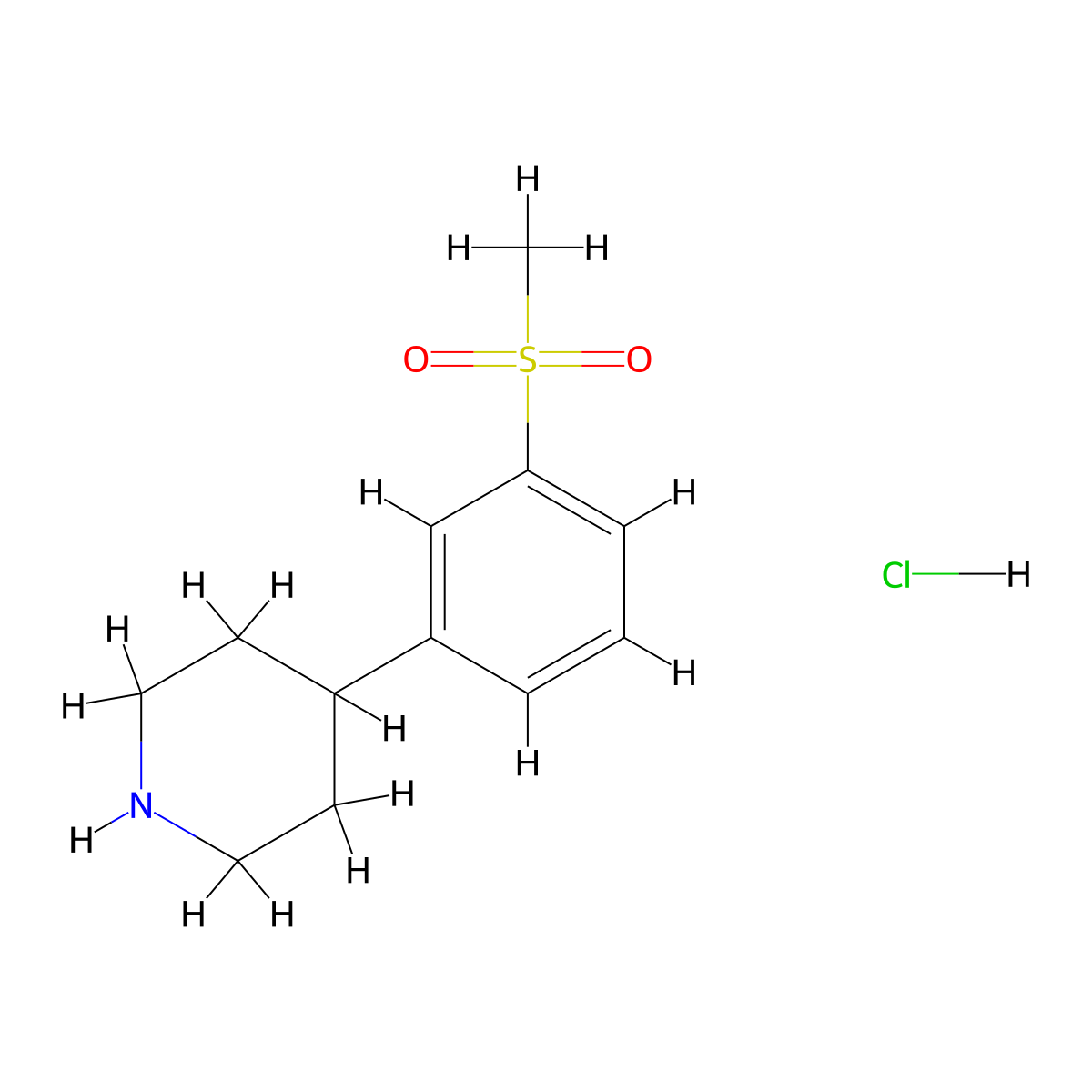 4-(3-(Methylsulfonyl)phenyl)piperidine hydrochloride molecular structure, CAS 346688-60-6