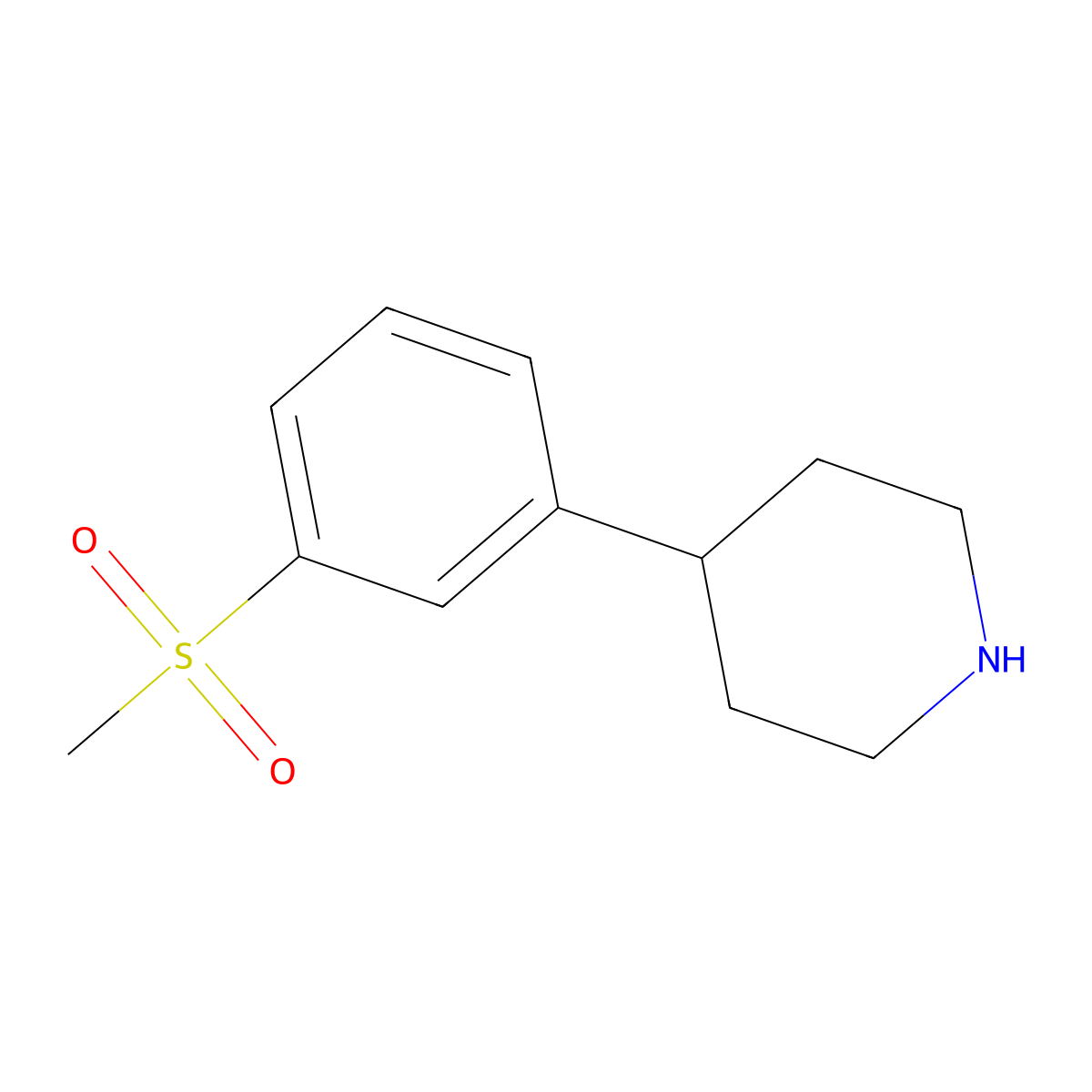4-(3-(Methylsulfonyl)phenyl)piperidine molecular structure, CAS 346688-72-0