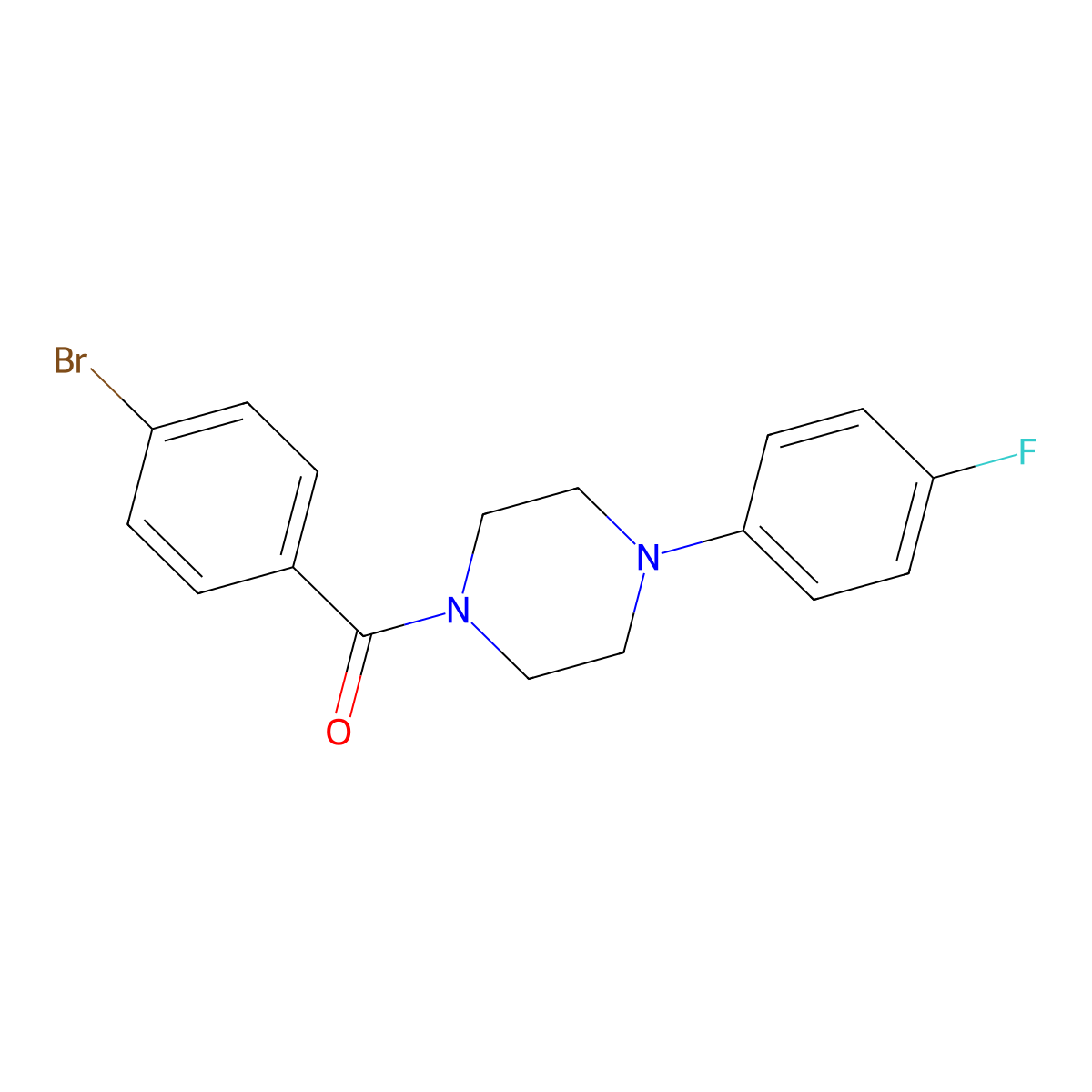 (4-Bromophenyl)(4-(4-fluorophenyl)piperazin-1-yl)methanone molecular structure, CAS 346690-33-3