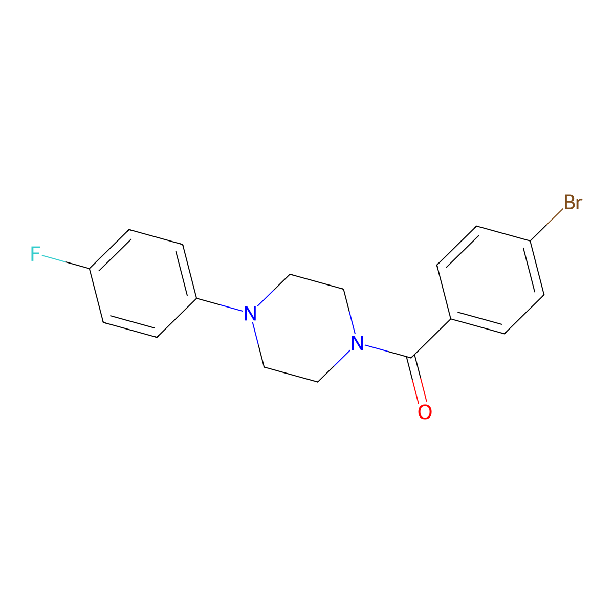 (4-Bromophenyl)(4-(4-fluorophenyl)piperazin-1-yl)methanone molecular structure, CAS 346690-33-3