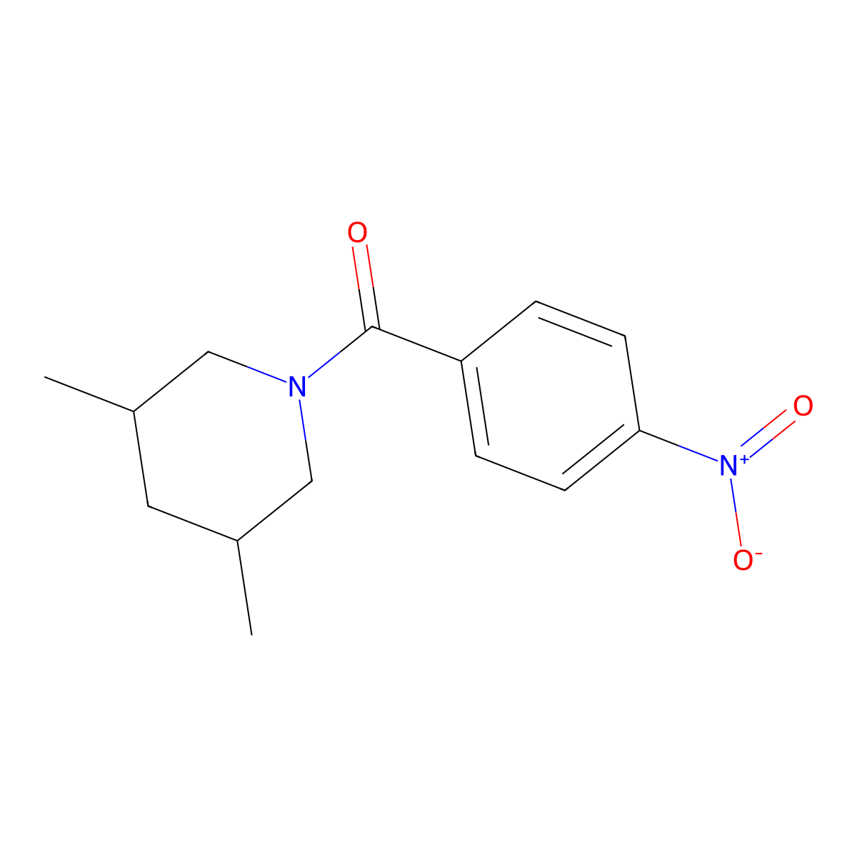(3,5-Dimethylpiperidin-1-yl)-(4-nitrophenyl)methanone molecular structure, CAS 346690-40-2
