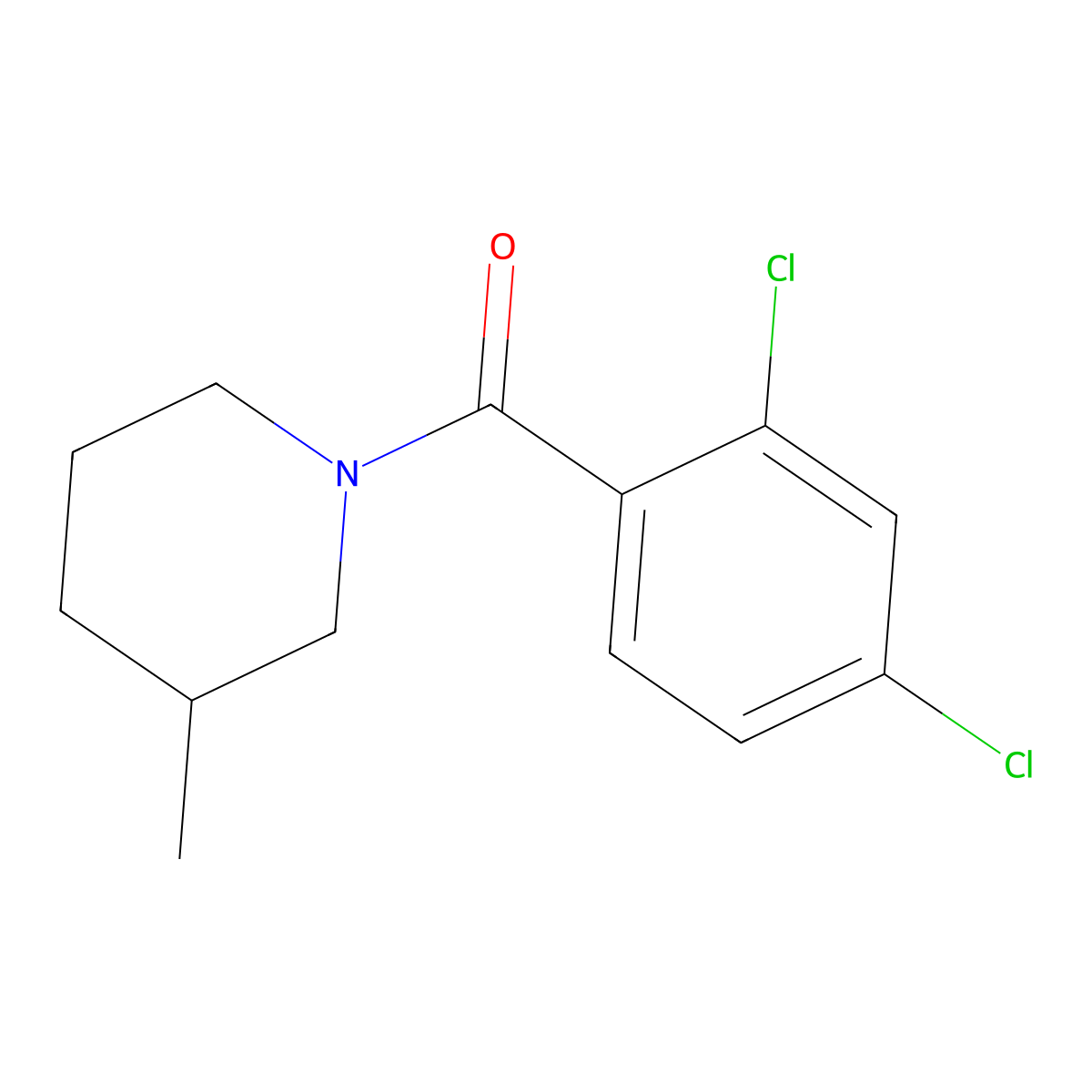 (2,4-Dichlorophenyl)(3-methyl-1-piperidinyl)methanone molecular structure, CAS 346690-82-2