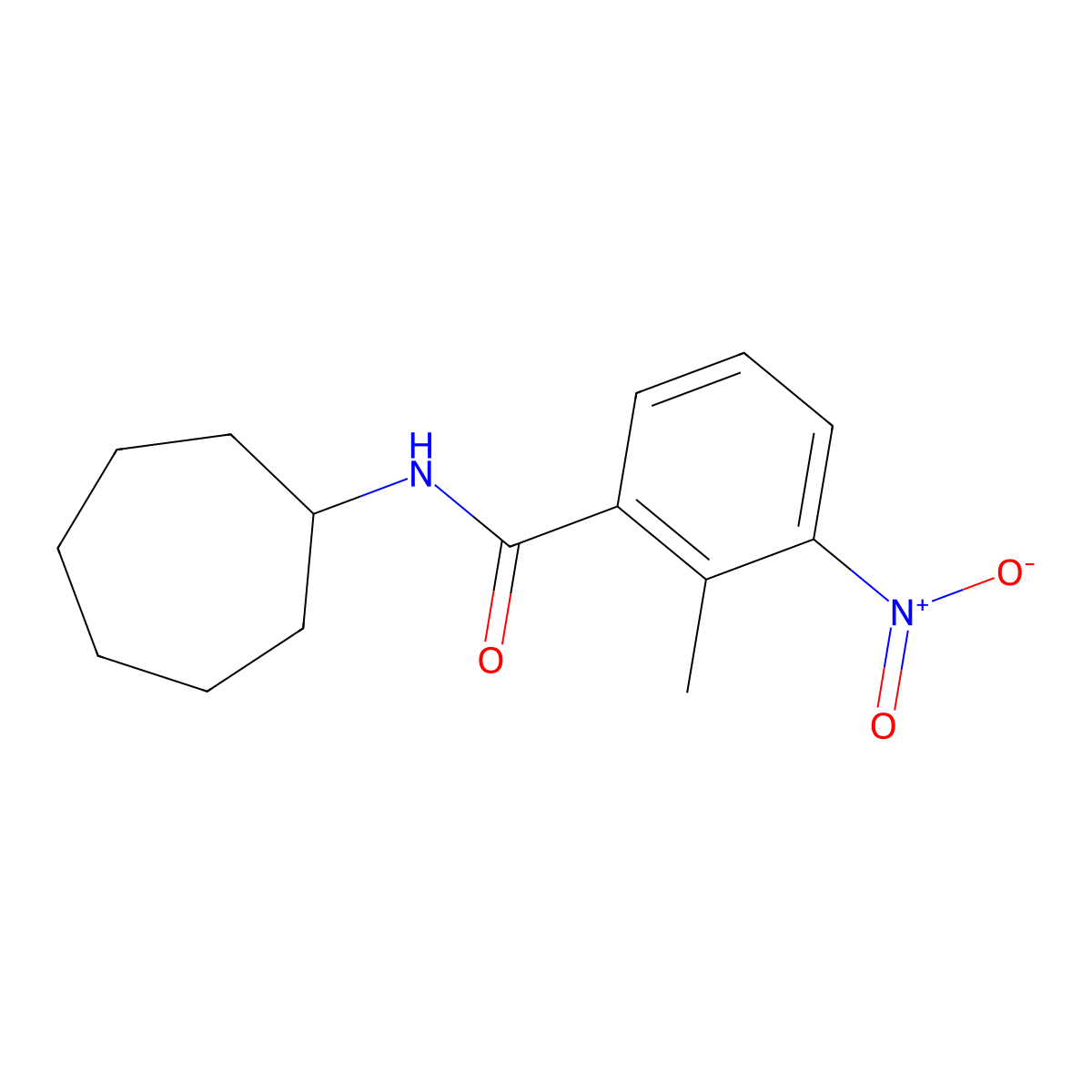 N-cycloheptyl-2-methyl-3-nitrobenzamide molecular structure, CAS 346690-94-6