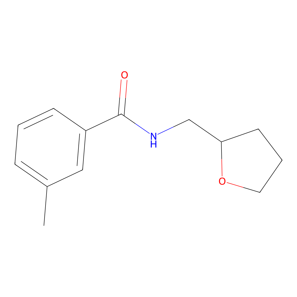 Benzamide, N-tetrahydrofurfuryl-3-methyl- molecular structure, CAS 346691-35-8