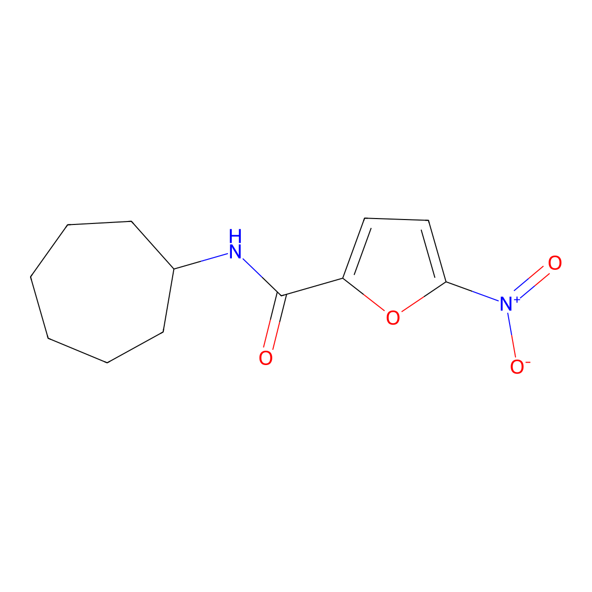 N-cycloheptyl-5-nitrofuran-2-carboxamide molecular structure, CAS 346691-39-2