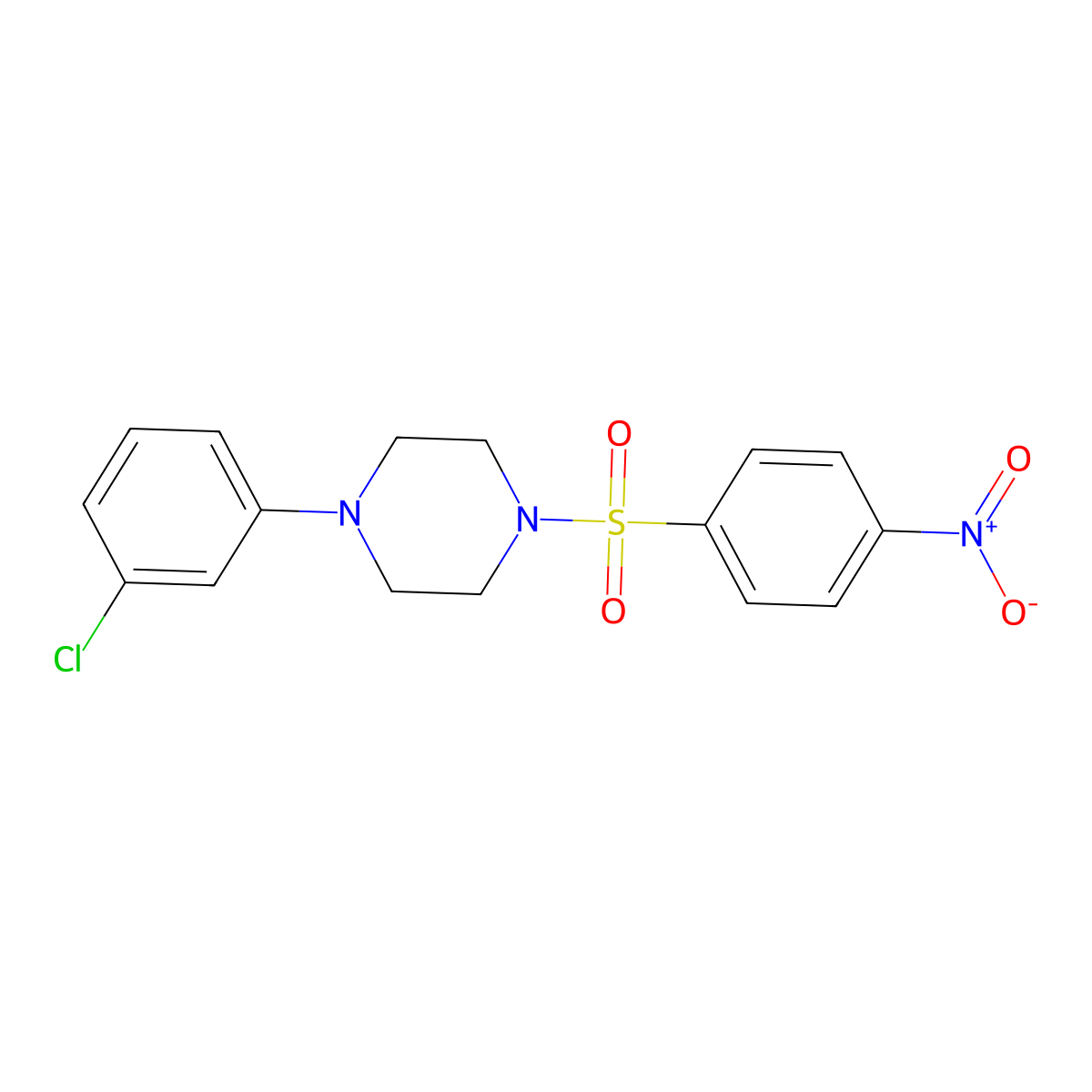 1-(3-Chlorophenyl)-4-(4-nitrophenyl)sulfonylpiperazine molecular structure, CAS 346691-53-0