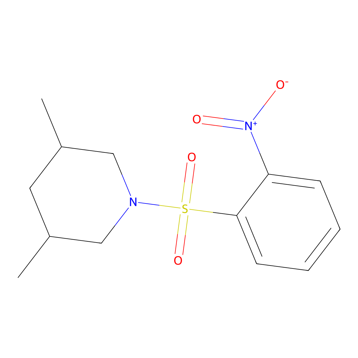 3,5-Dimethyl-1-(2-nitrophenyl)sulfonylpiperidine molecular structure, CAS 346691-66-5
