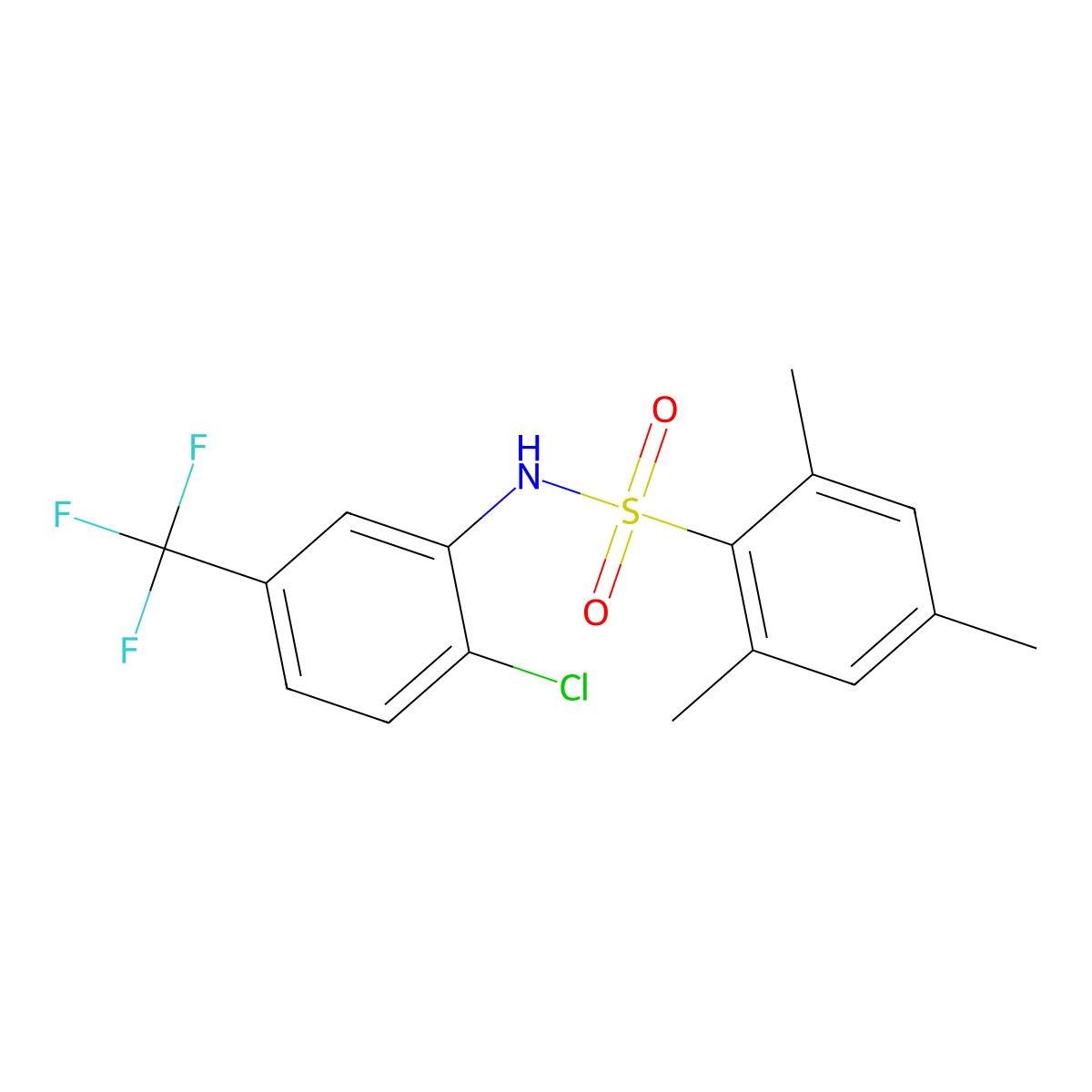 N-[2-chloro-5-(trifluoromethyl)phenyl]-2,4,6-trimethylbenzenesulfonamide molecular structure, CAS 346691-68-7