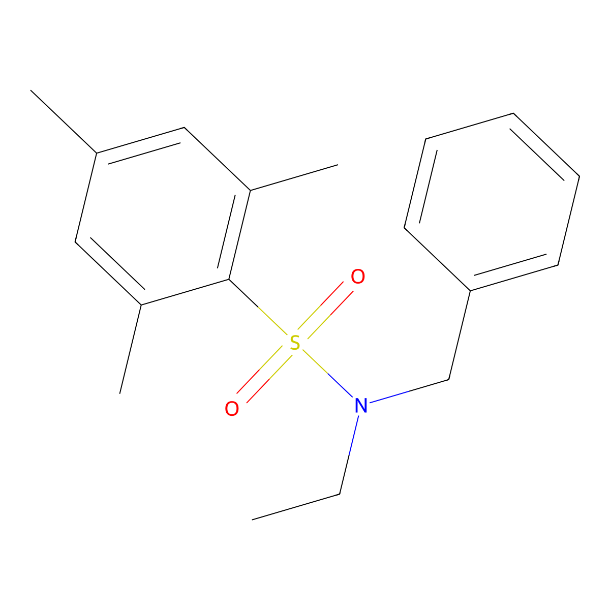 N-benzyl-N-ethyl-2,4,6-trimethylbenzenesulfonamide molecular structure, CAS 346691-85-8