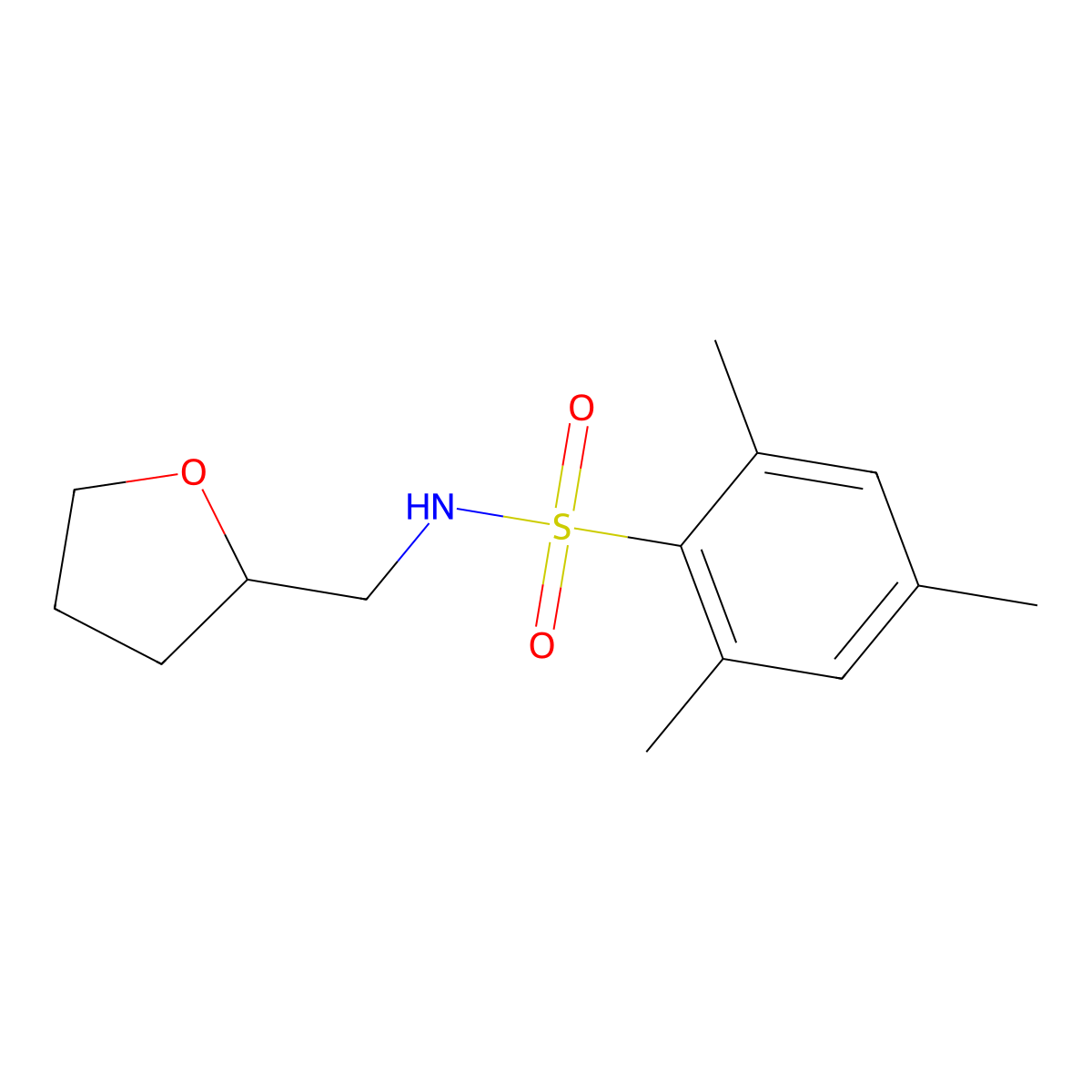2,4,6-trimethyl-N-(tetrahydrofuran-2-ylmethyl)benzenesulfonamide molecular structure, CAS 346691-91-6