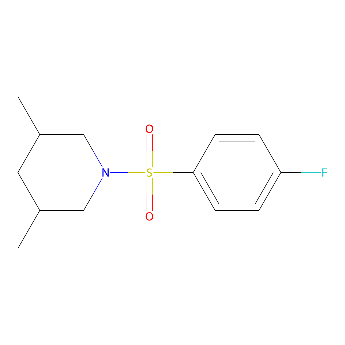 1-[(4-Fluorophenyl)sulfonyl]-3,5-dimethylpiperidine molecular structure, CAS 346692-07-7