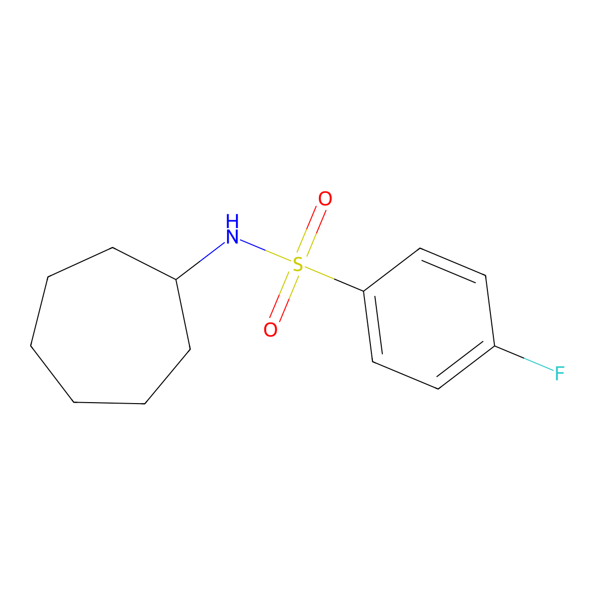 N-cycloheptyl-4-fluorobenzenesulfonamide molecular structure, CAS 346692-09-9