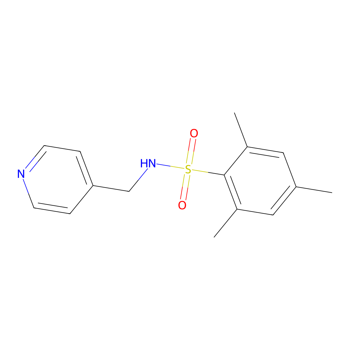 2,4,6-trimethyl-N-(pyridin-4-ylmethyl)benzenesulfonamide molecular structure, CAS 346692-30-6