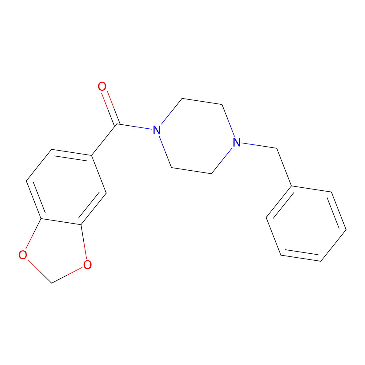 1,3-Benzodioxol-5-yl(4-benzylpiperazin-1-yl)methanone molecular structure, CAS 346692-67-9