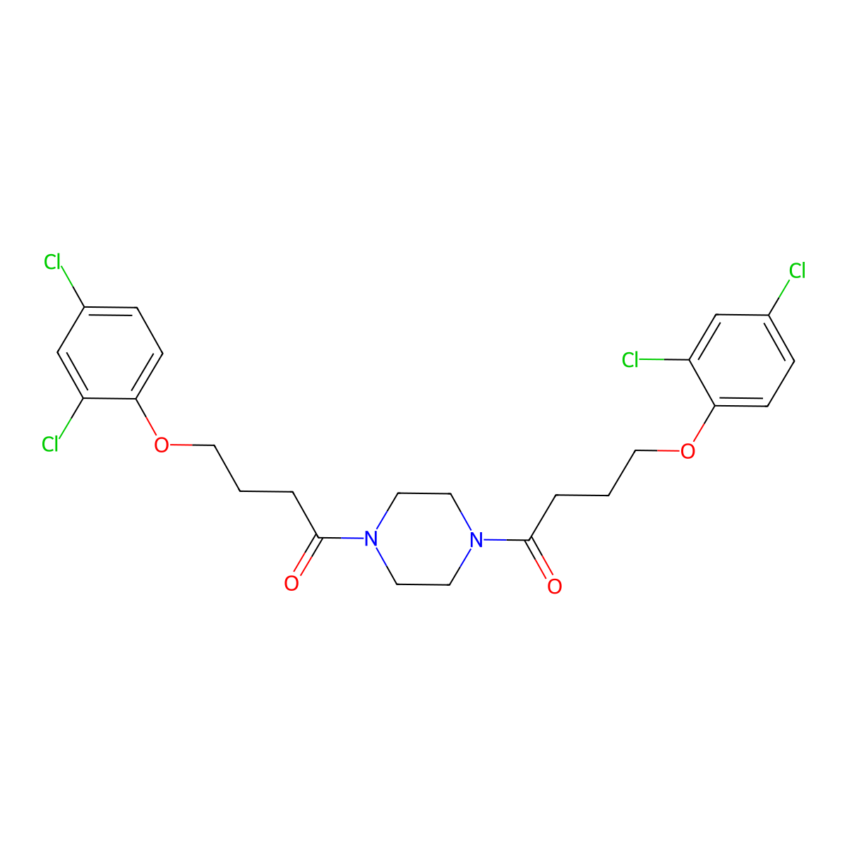 1,4-Bis[4-(2,4-dichlorophenoxy)butanoyl]piperazine molecular structure, CAS 346692-71-5
