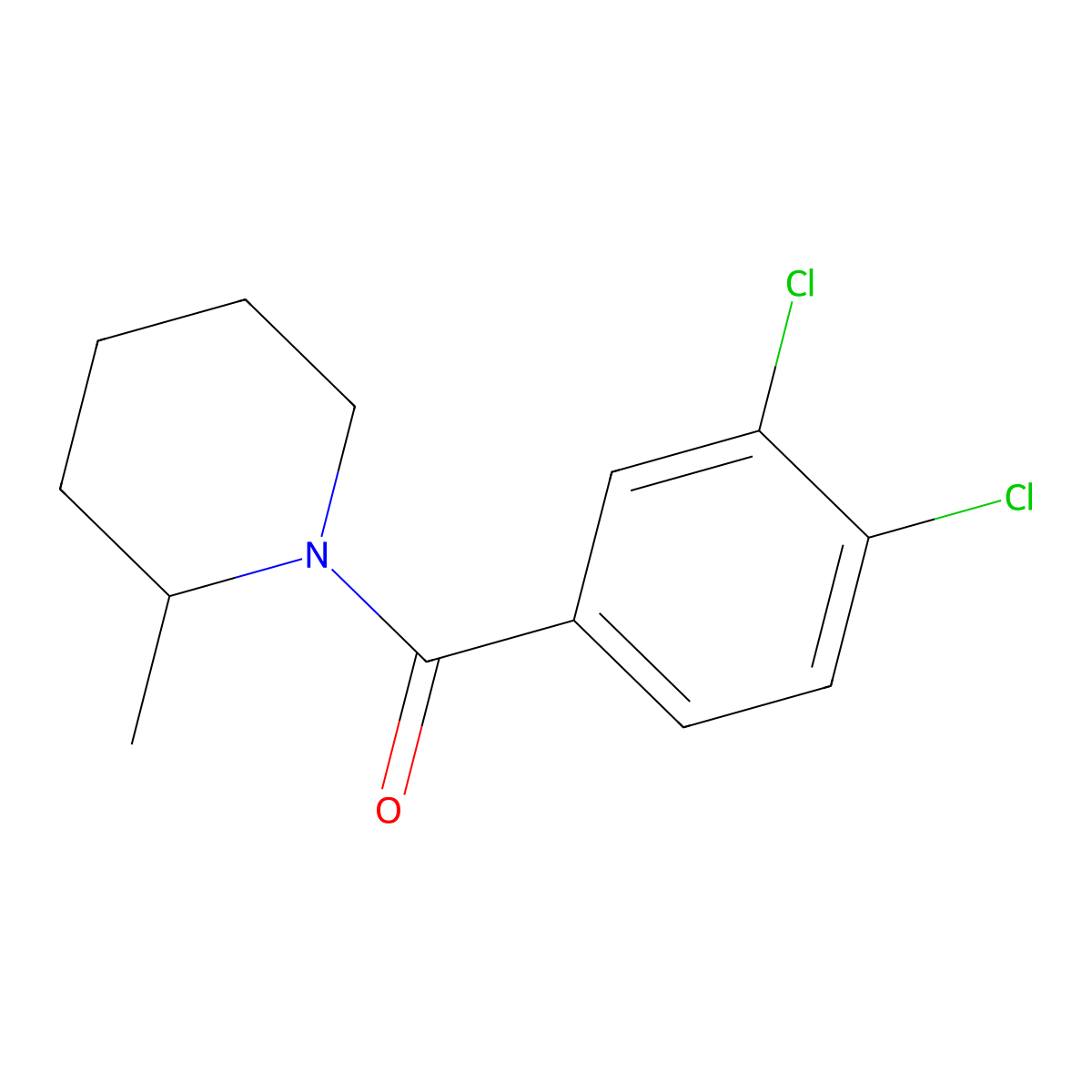 1-(3,4-Dichlorobenzoyl)-2-methylpiperidine molecular structure, CAS 346692-72-6