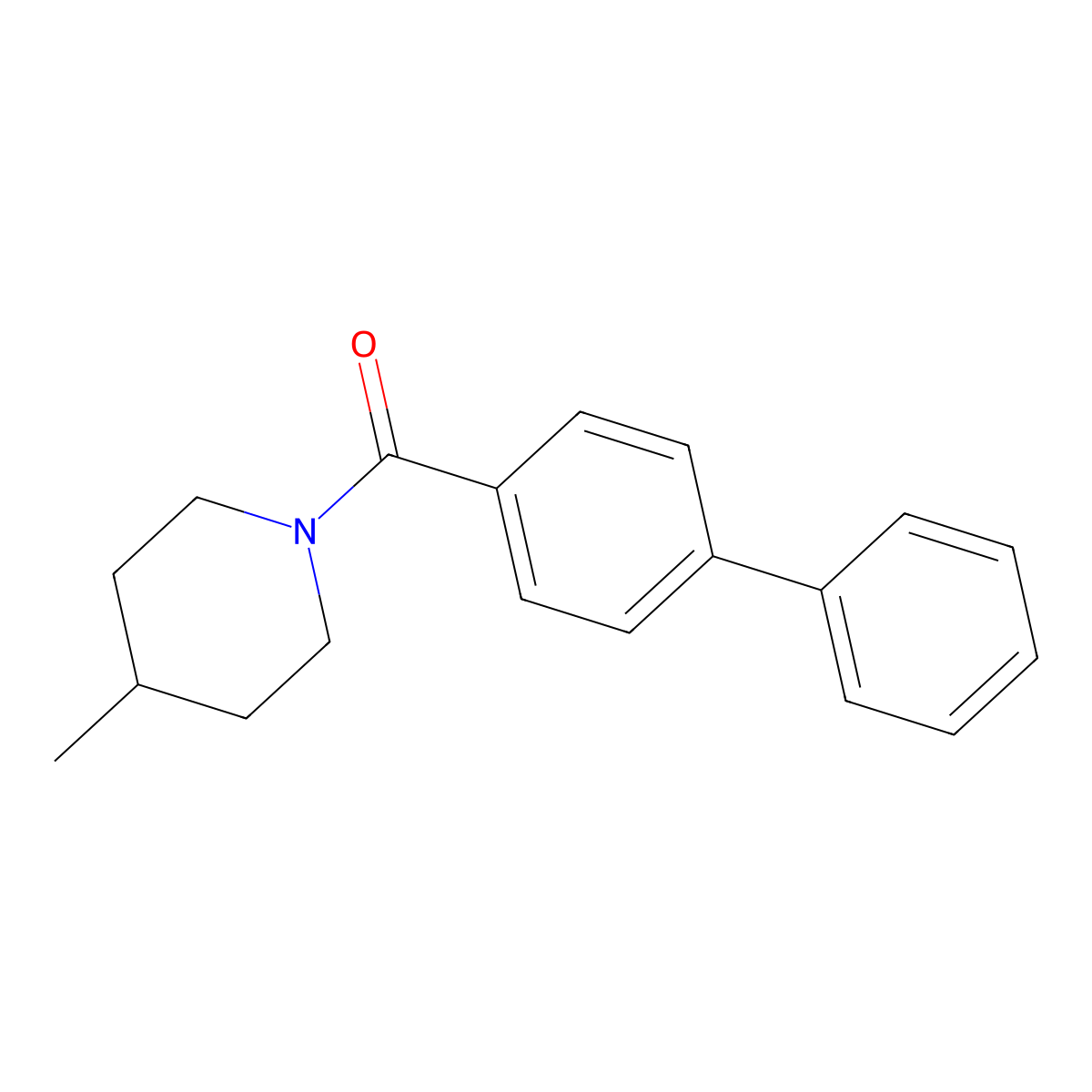 (4-Methylpiperidin-1-yl)-(4-phenylphenyl)methanone molecular structure, CAS 346692-77-1