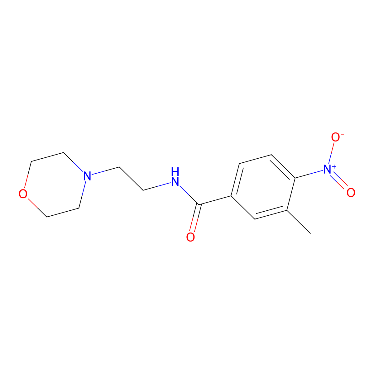 3-methyl-N-(2-morpholin-4-ylethyl)-4-nitrobenzamide molecular structure, CAS 346693-06-9