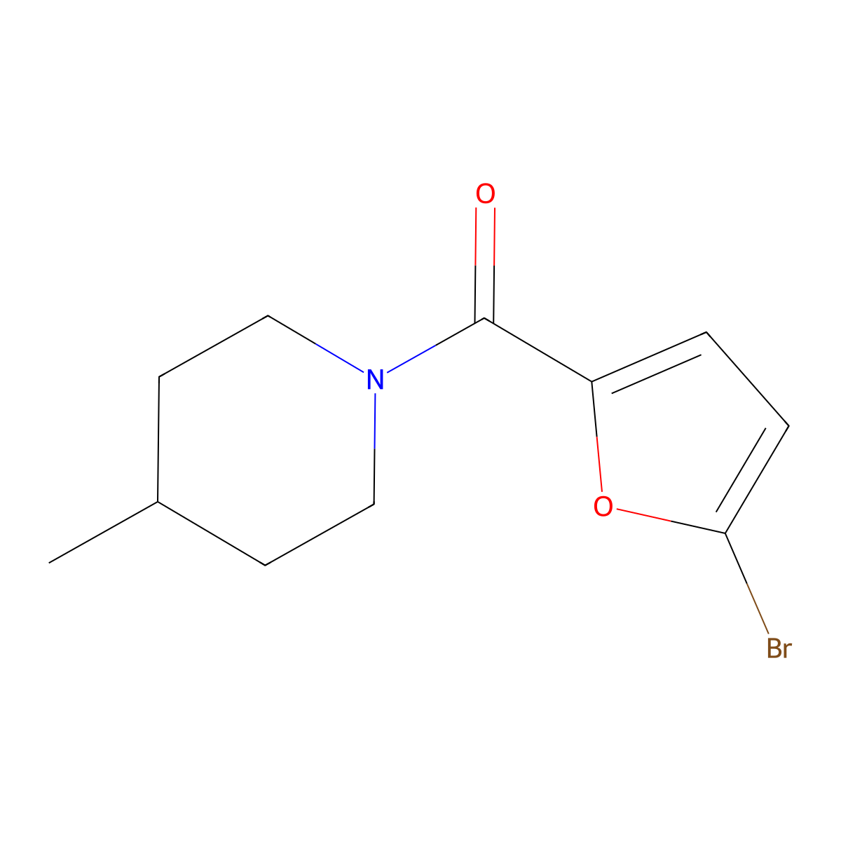 (5-Bromofuran-2-yl)-(4-methylpiperidin-1-yl)methanone molecular structure, CAS 346693-61-6