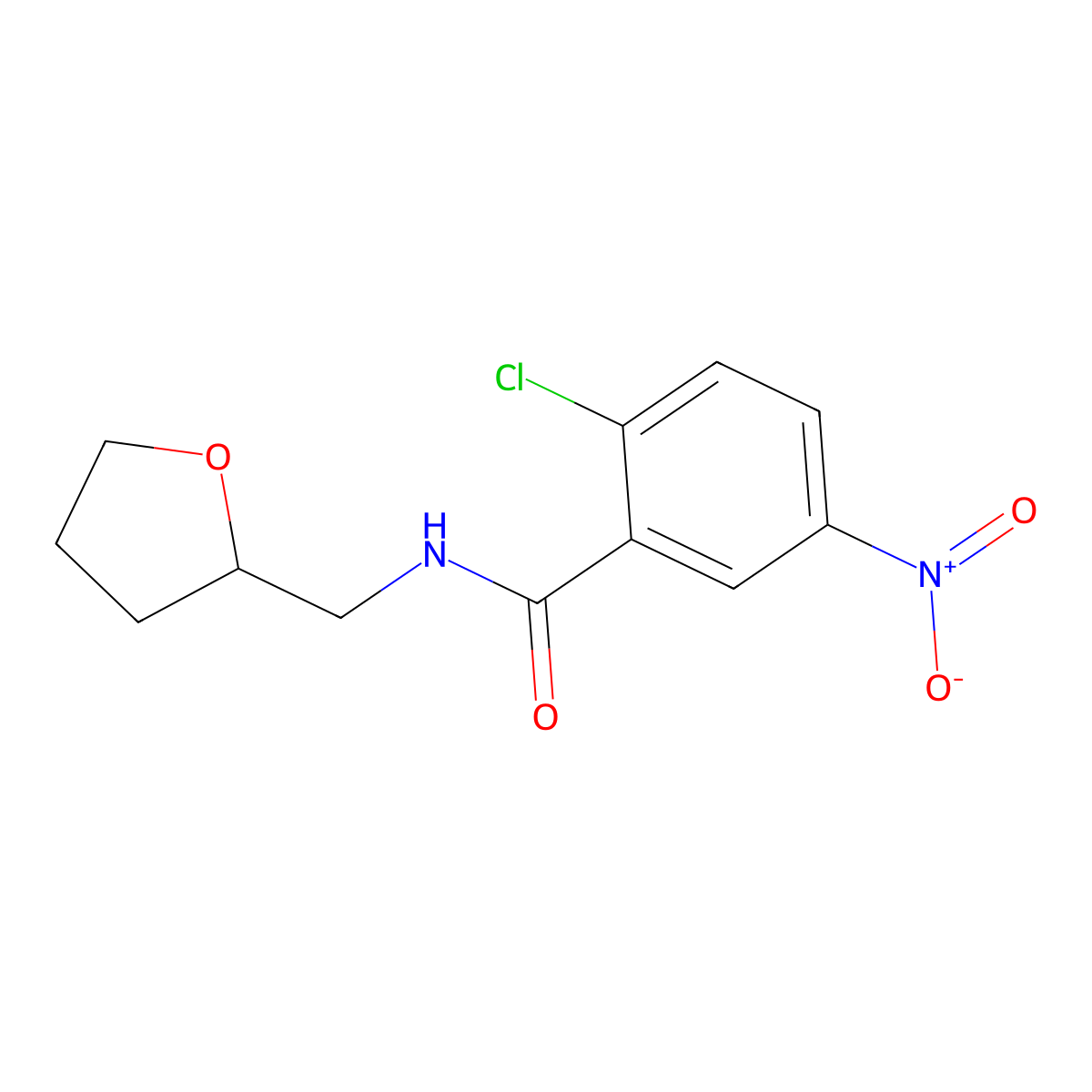 2-chloro-5-nitro-N-(oxolan-2-ylmethyl)benzamide molecular structure, CAS 346693-81-0