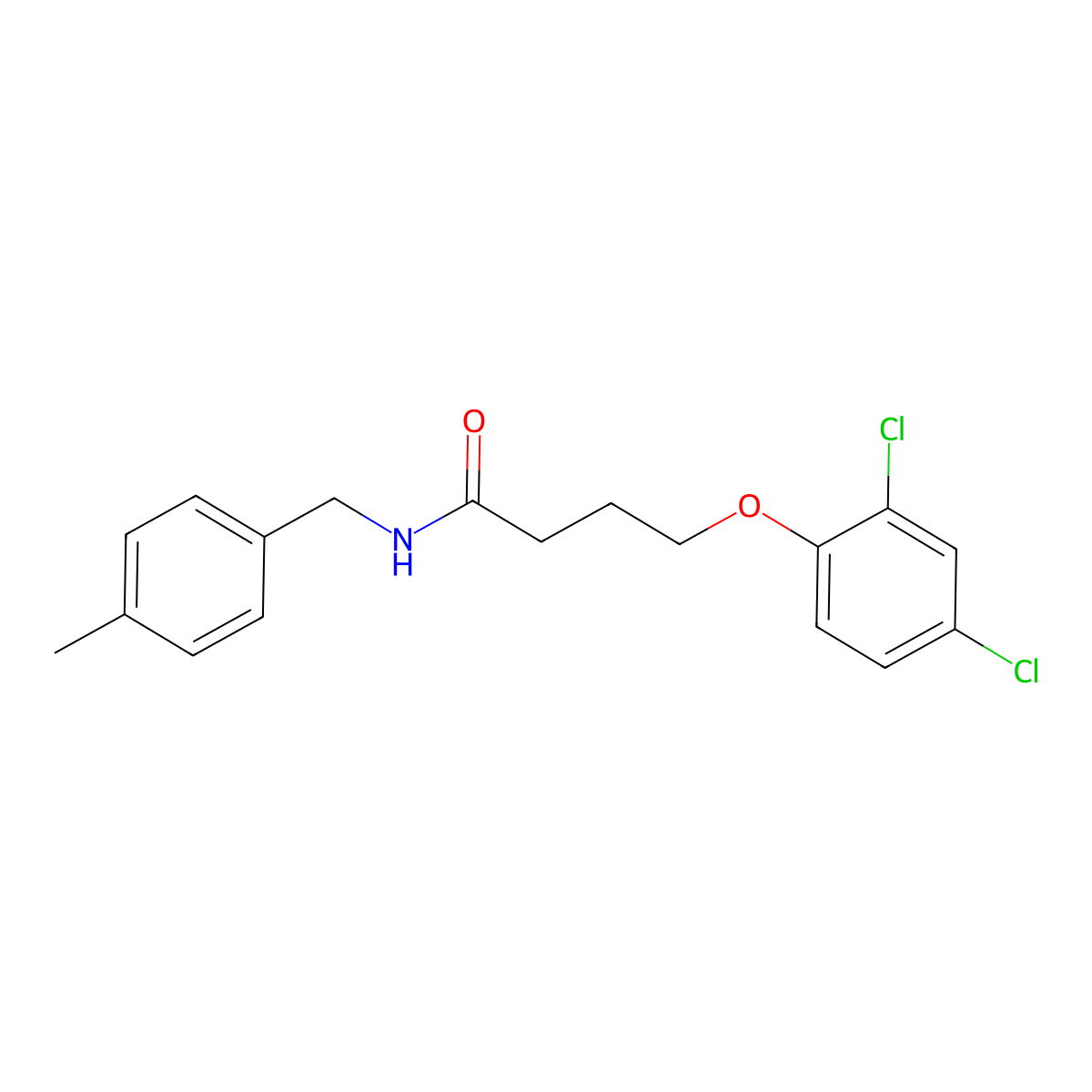 4-(2,4-dichlorophenoxy)-N-[(4-methylphenyl)methyl]butanamide molecular structure, CAS 346694-56-2