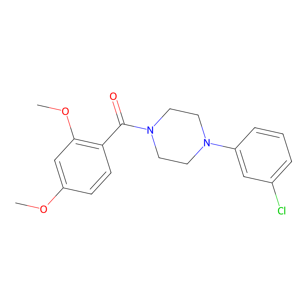 1-(3-Chlorophenyl)-4-(2,4-dimethoxybenzoyl)piperazine molecular structure, CAS 346694-60-8