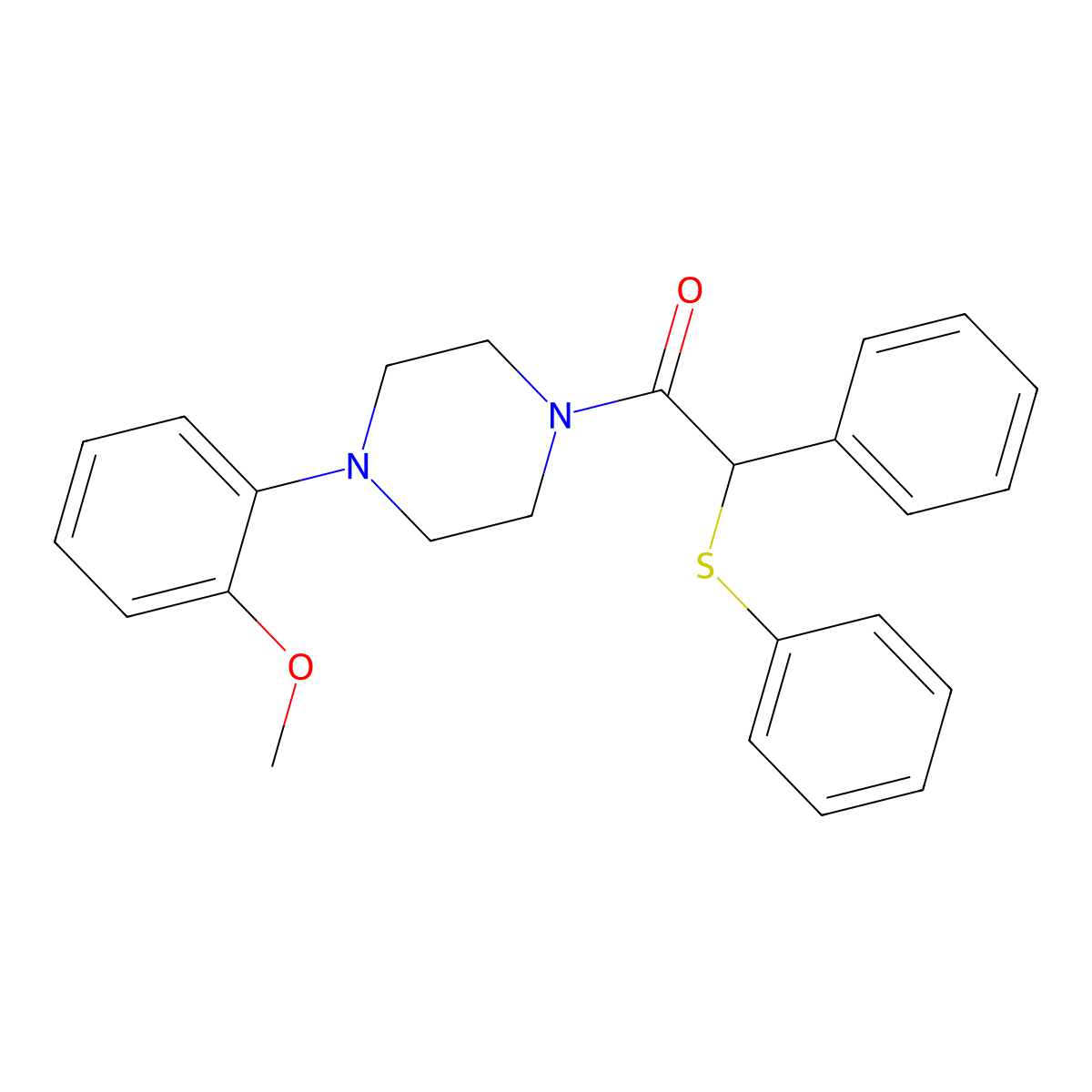 1-[4-(2-Methoxyphenyl)piperazin-1-yl]-2-phenyl-2-phenylsulfanylethanone molecular structure, CAS 346694-93-7