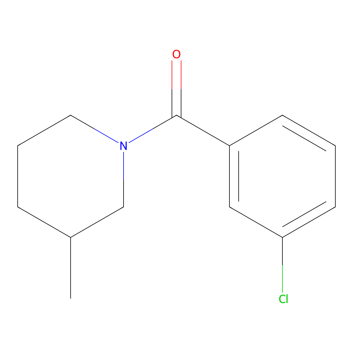 1-(3-Chlorobenzoyl)-3-methylpiperidine molecular structure, CAS 346694-95-9