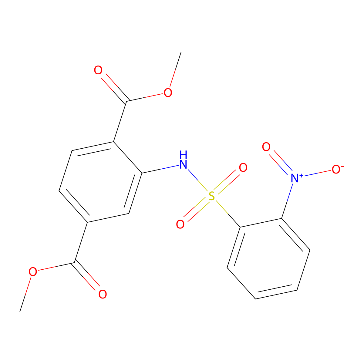 Dimethyl 2-{[(2-nitrophenyl)sulfonyl]amino}terephthalate molecular structure, CAS 346695-27-0