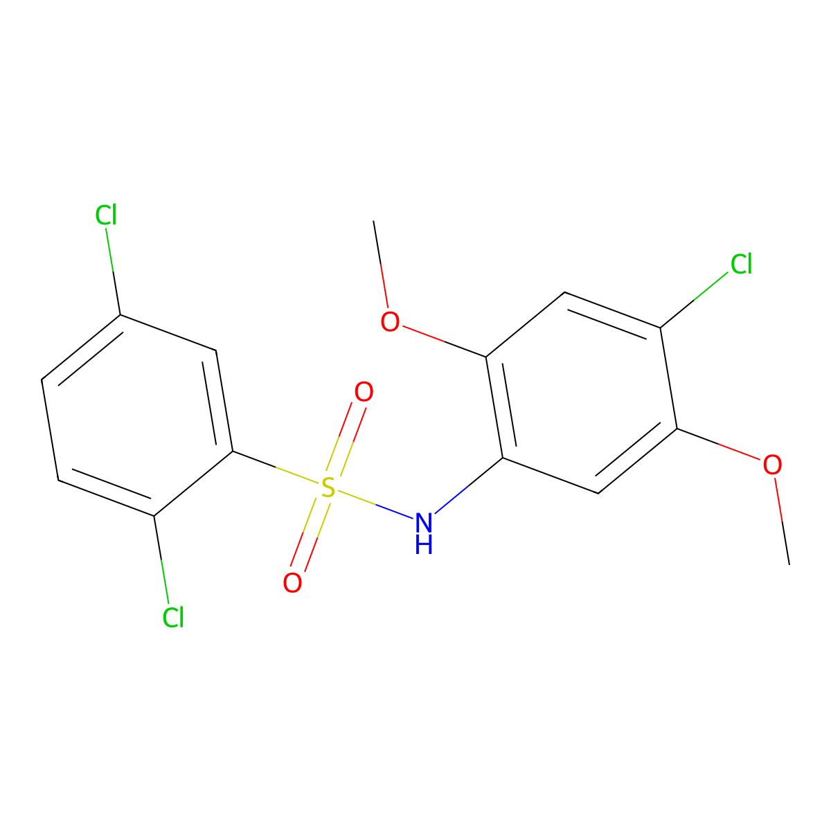2,5-dichloro-N-(4-chloro-2,5-dimethoxyphenyl)benzenesulfonamide molecular structure, CAS 346695-55-4