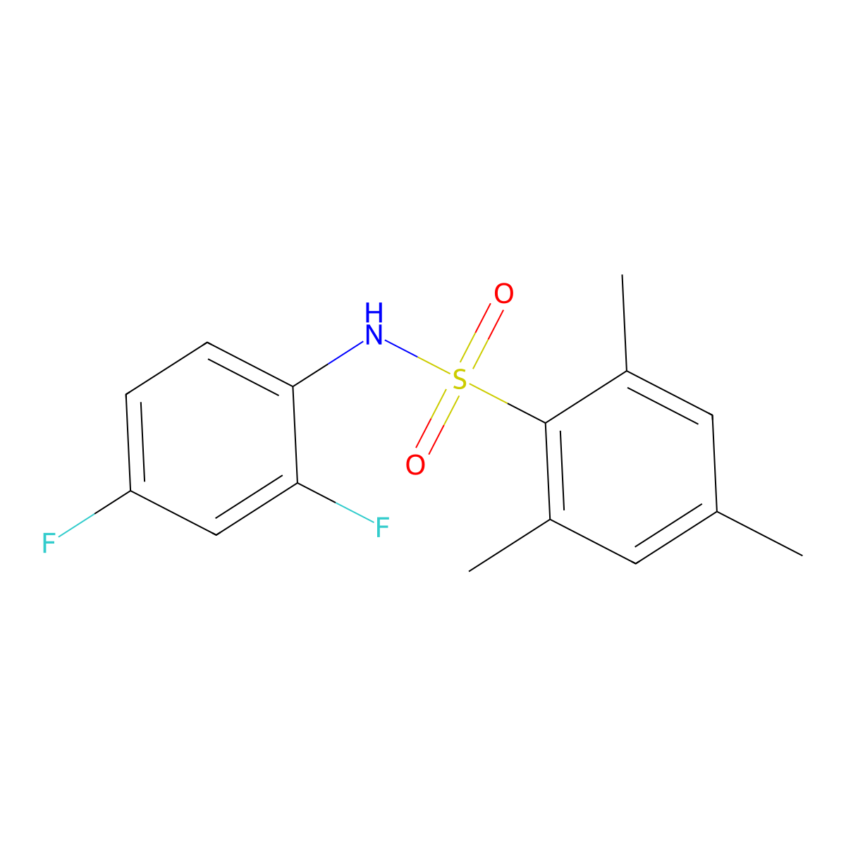 N-(2,4-difluorophenyl)-2,4,6-trimethylbenzenesulfonamide molecular structure, CAS 346696-71-7