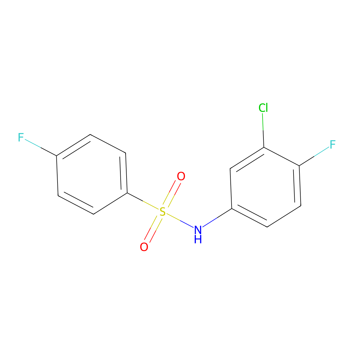 N-(3-chloro-4-fluorophenyl)-4-fluorobenzenesulfonamide molecular structure, CAS 346696-77-3