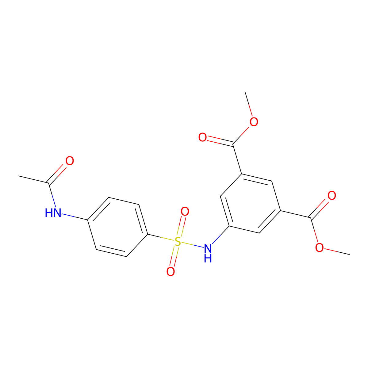 Dimethyl 5-({[4-(acetylamino)phenyl]sulfonyl}amino)isophthalate molecular structure, CAS 346696-87-5