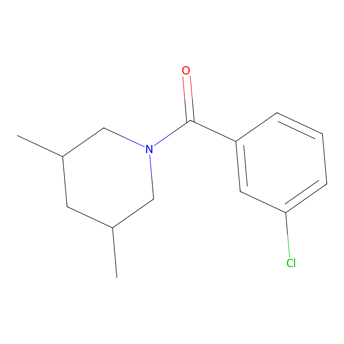 (3-Chlorophenyl)(3,5-dimethyl-1-piperidinyl)methanone molecular structure, CAS 346696-96-6