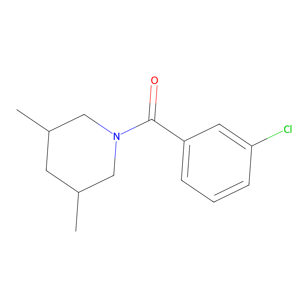 (3-Chlorophenyl)(3,5-dimethyl-1-piperidinyl)methanone molecular structure, CAS 346696-96-6