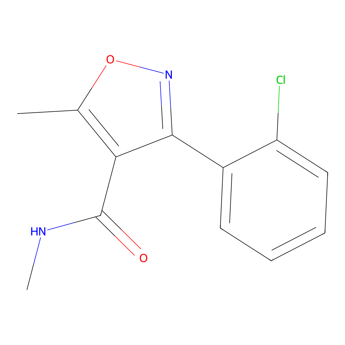 3-(2-chlorophenyl)-N,5-dimethyl-1,2-oxazole-4-carboxamide molecular structure, CAS 346698-70-2