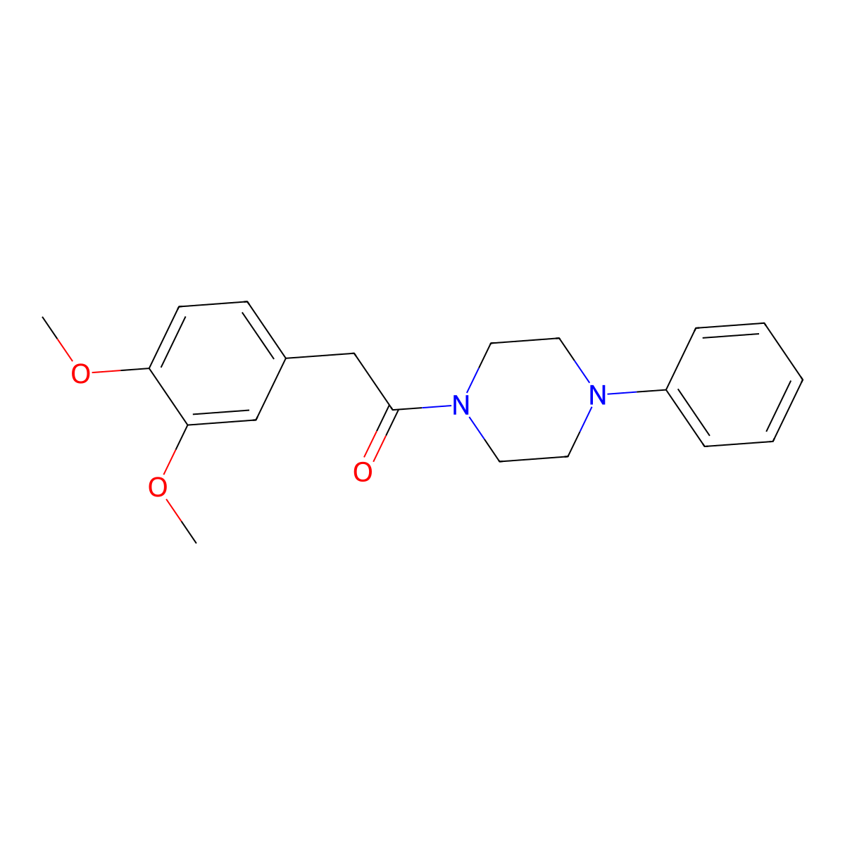 2-(3,4-Dimethoxyphenyl)-1-(4-phenylpiperazin-1-yl)ethanone molecular structure, CAS 346698-76-8