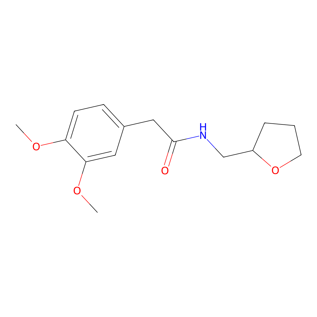 2-(3,4-dimethoxyphenyl)-N-(oxolan-2-ylmethyl)acetamide molecular structure, CAS 346698-82-6