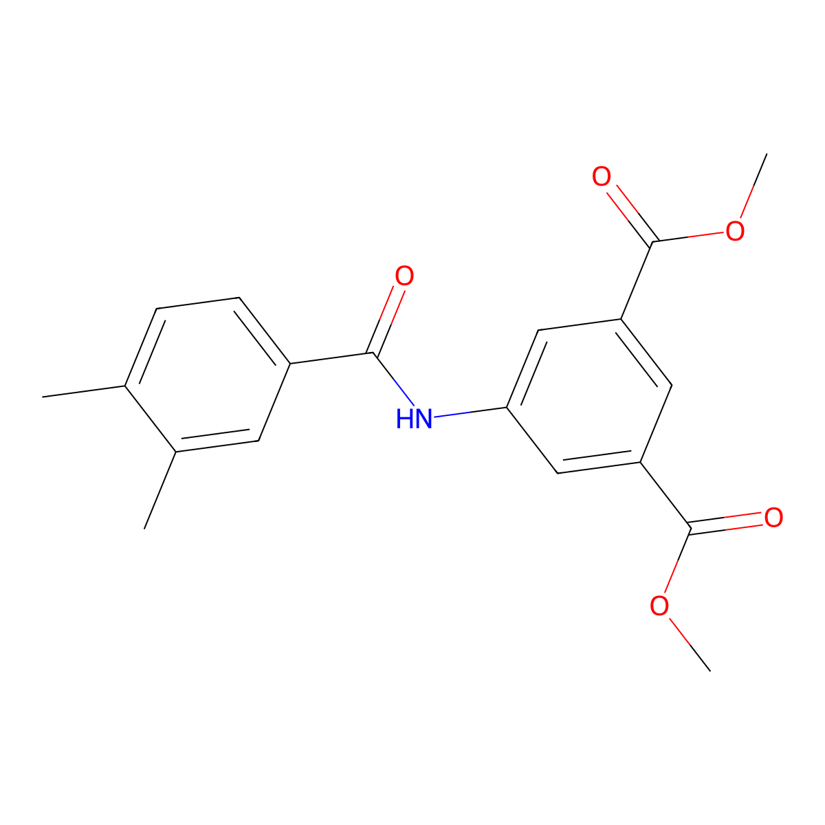 Dimethyl 5-[(3,4-dimethylbenzoyl)amino]benzene-1,3-dicarboxylate molecular structure, CAS 346699-50-1