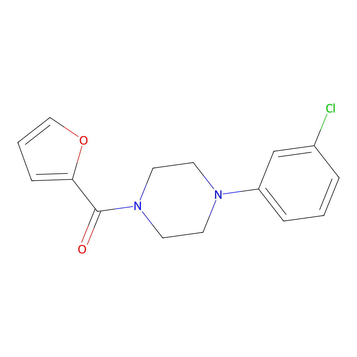 [4-(3-Chlorophenyl)piperazin-1-yl]-(furan-2-yl)methanone molecular structure, CAS 346699-56-7