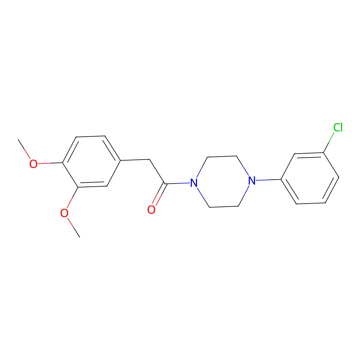 1-[4-(3-Chlorophenyl)piperazin-1-yl]-2-(3,4-dimethoxyphenyl)ethanone molecular structure, CAS 346700-02-5