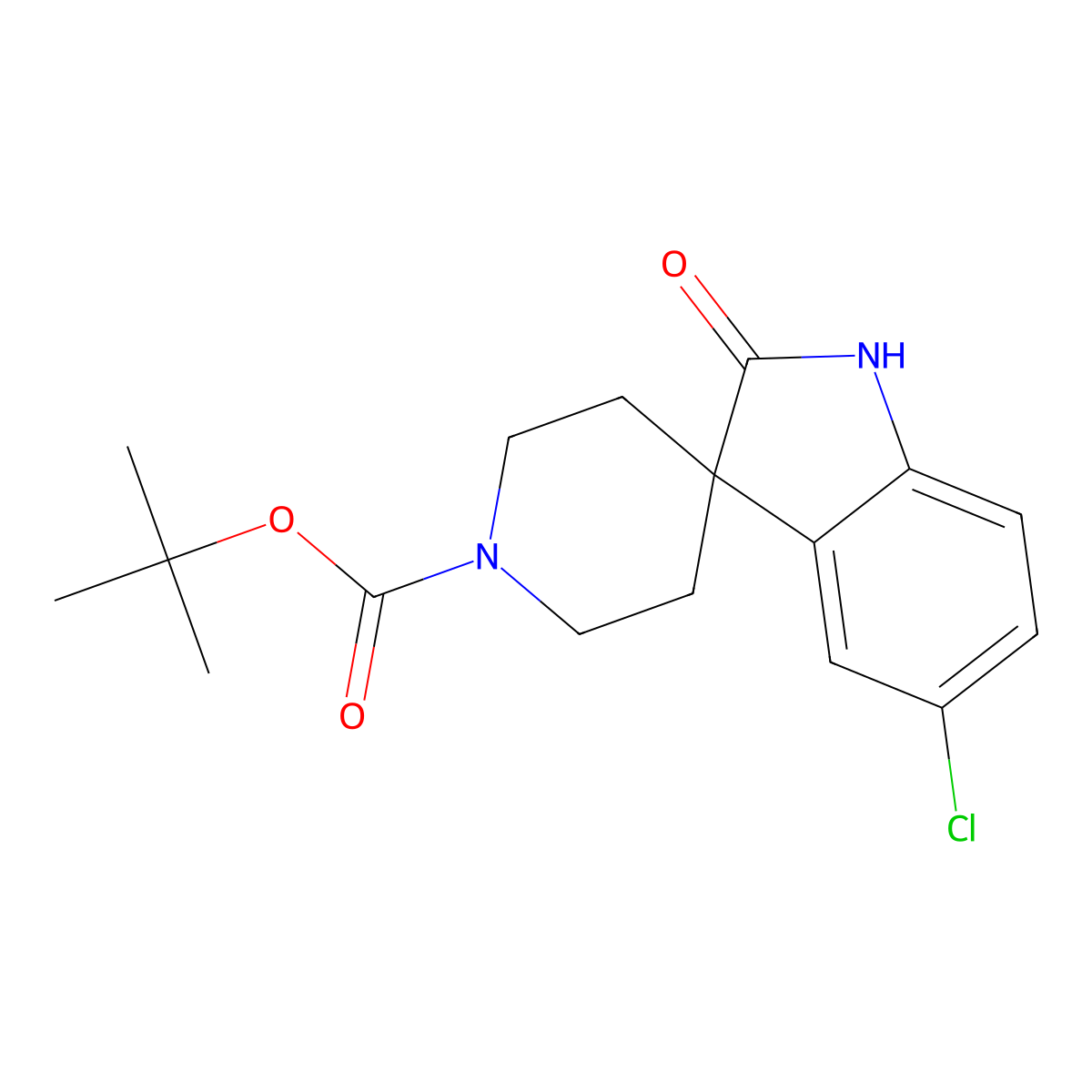 tert-Butyl 5-chloro-2-oxospiro[indoline-3,4'-piperidine]-1'-carboxylate molecular structure, CAS 346701-12-0
