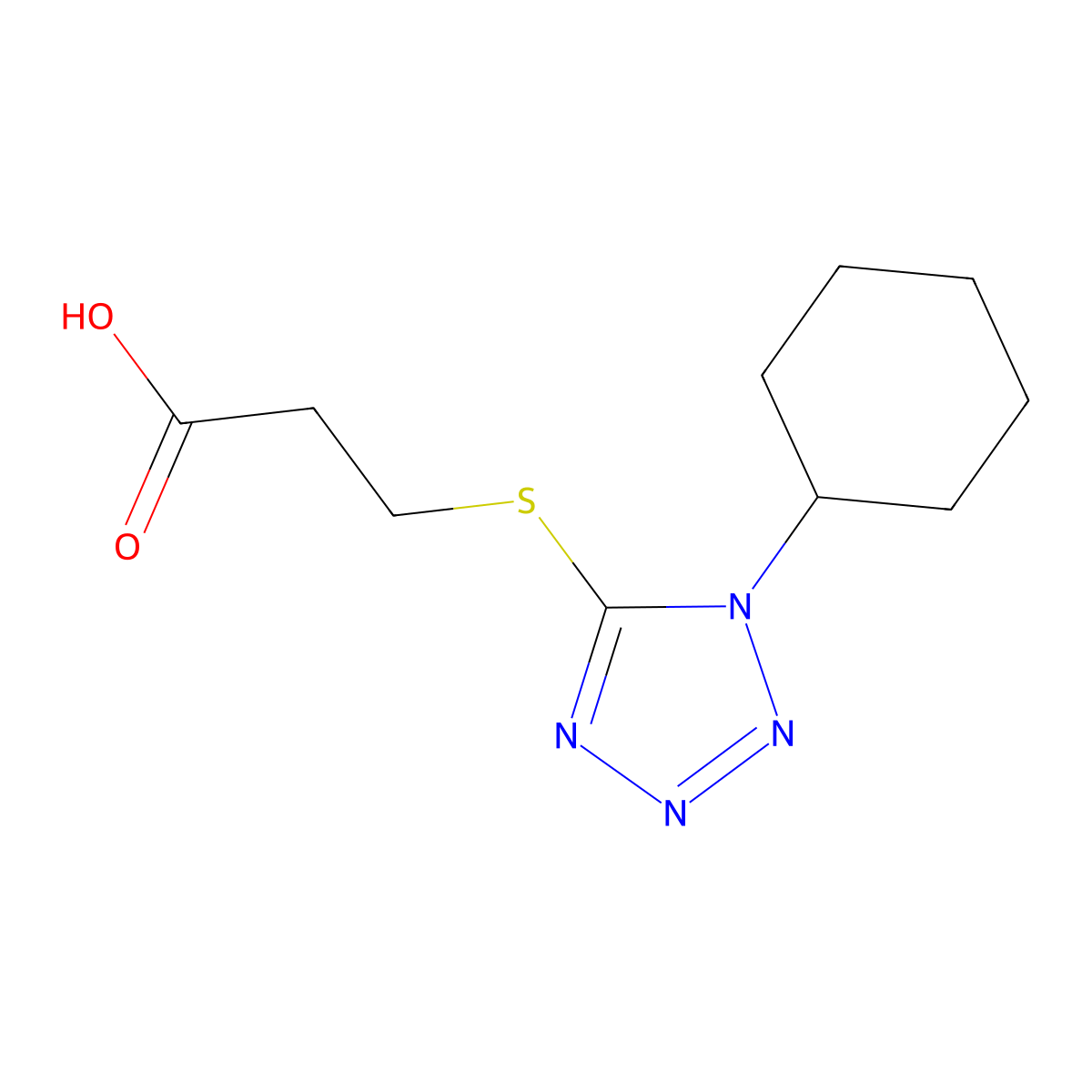 3-[(1-Cyclohexyl-1h-tetraazol-5-yl)sulfanyl]propanoic acid molecular structure, CAS 346704-01-6
