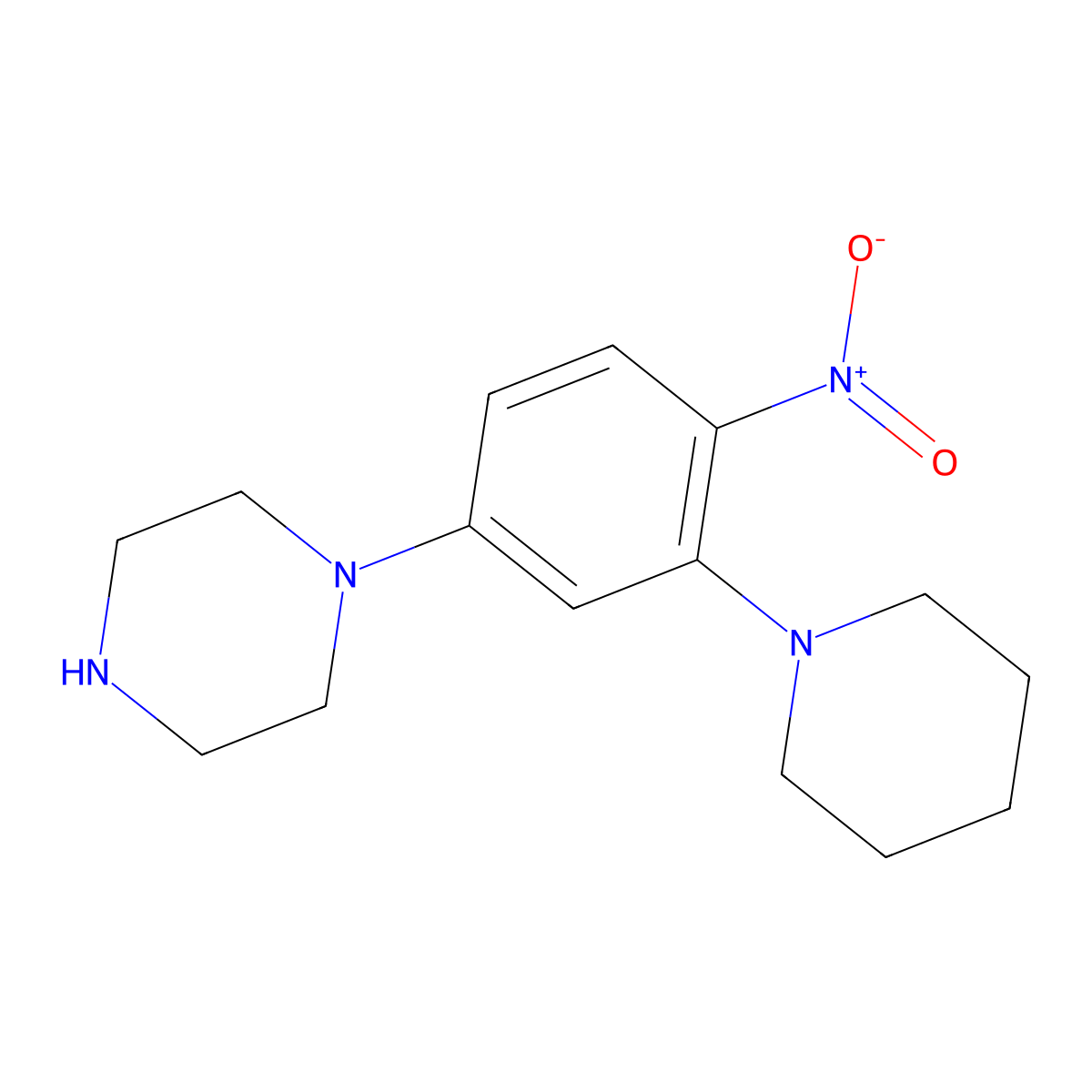 1-(4-Nitro-3-piperidin-1-ylphenyl)piperazine molecular structure, CAS 346704-04-9