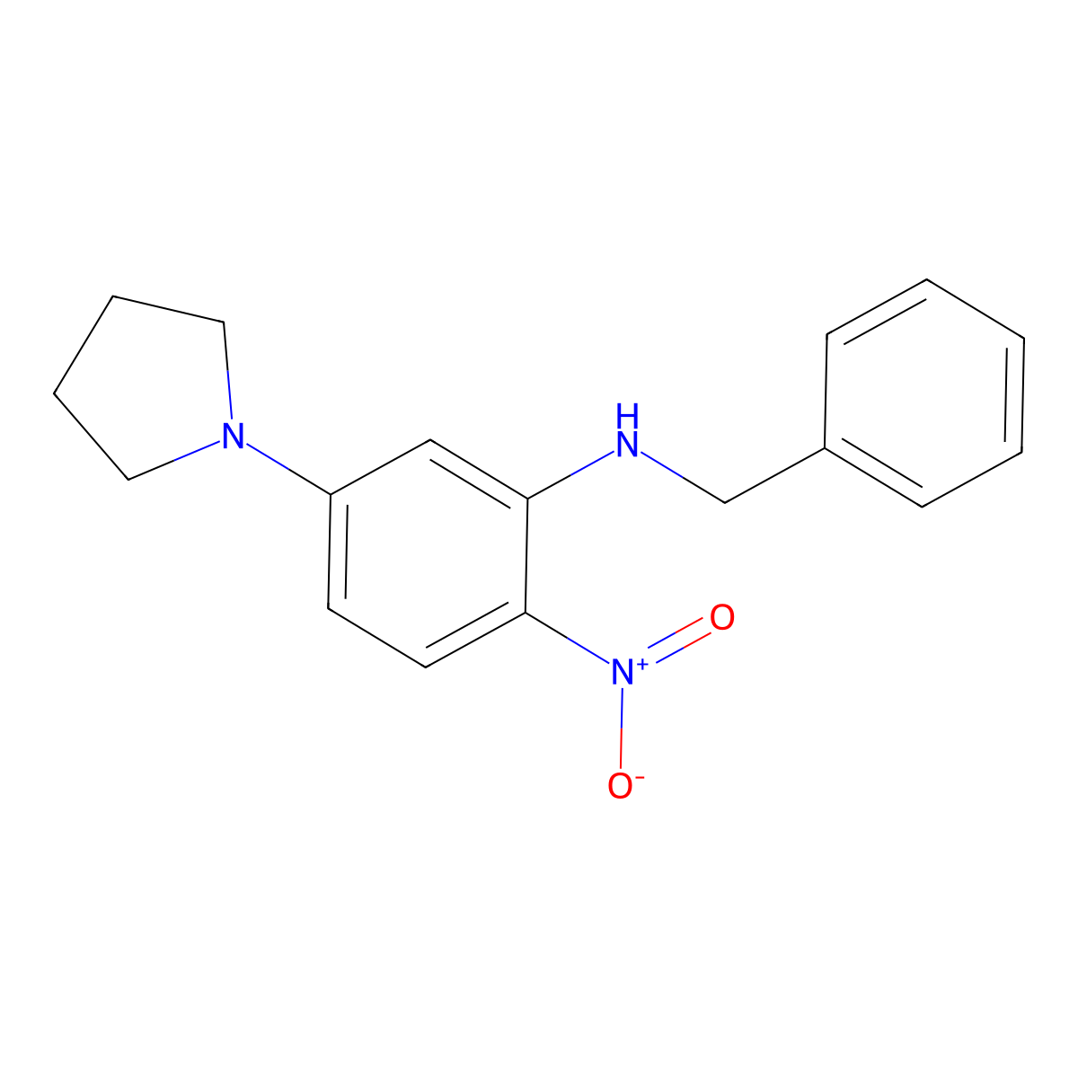 N-benzyl-2-nitro-5-pyrrolidin-1-ylaniline molecular structure, CAS 346704-05-0