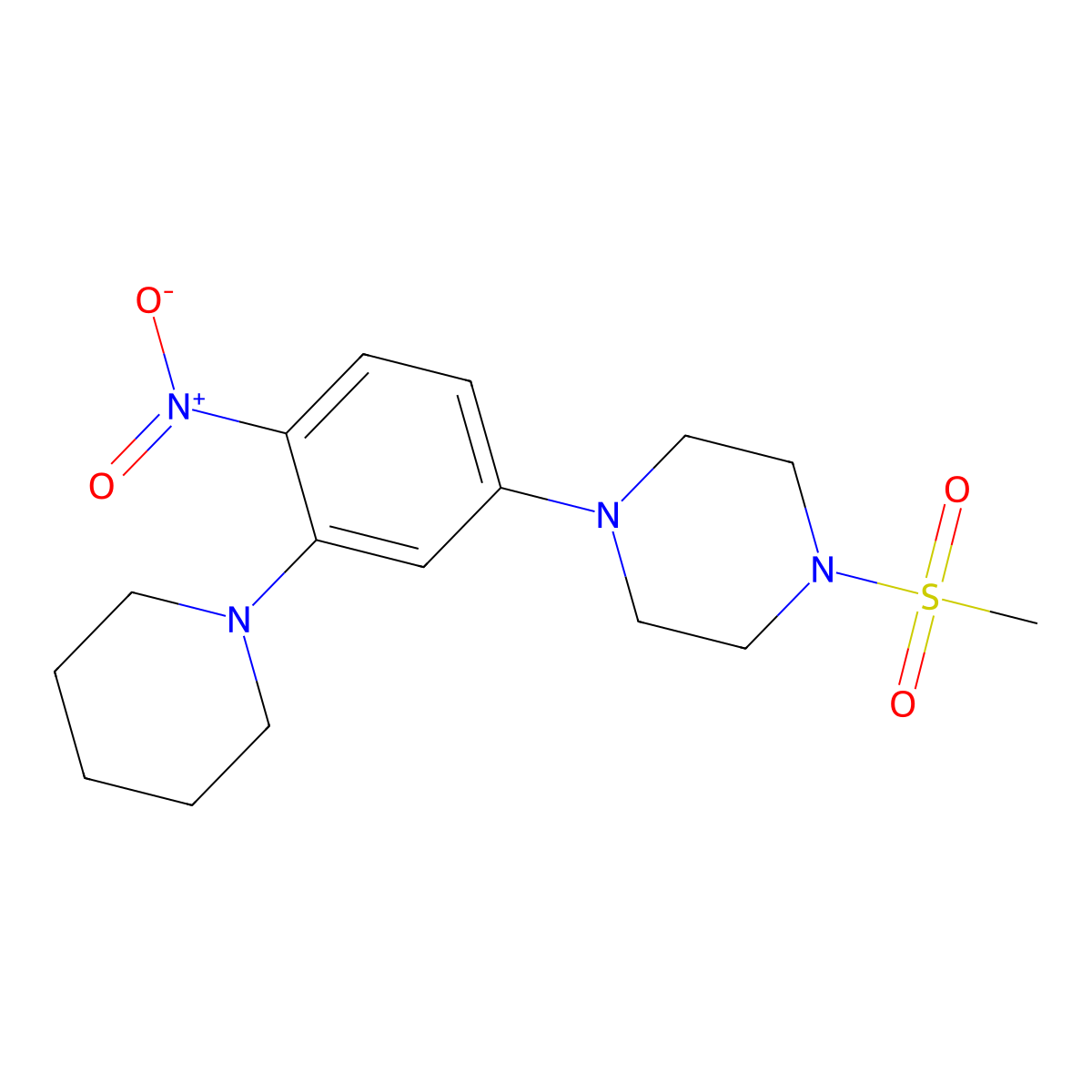 1-Methylsulfonyl-4-(4-nitro-3-piperidin-1-ylphenyl)piperazine molecular structure, CAS 346704-11-8