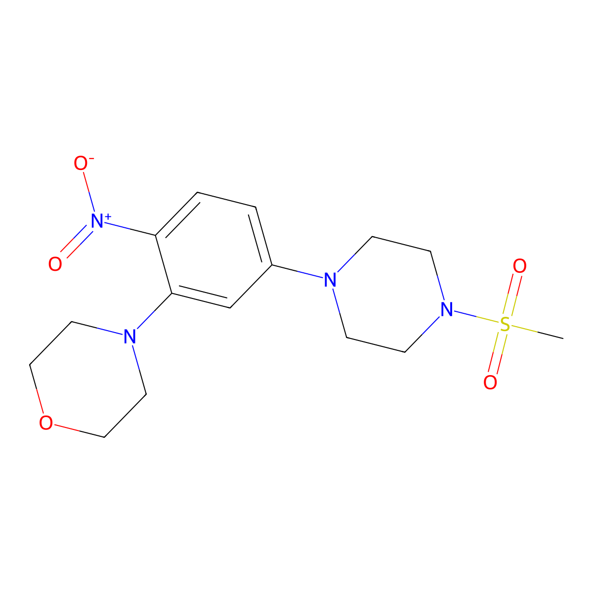 4-[5-(4-Methylsulfonylpiperazin-1-yl)-2-nitrophenyl]morpholine molecular structure, CAS 346704-12-9