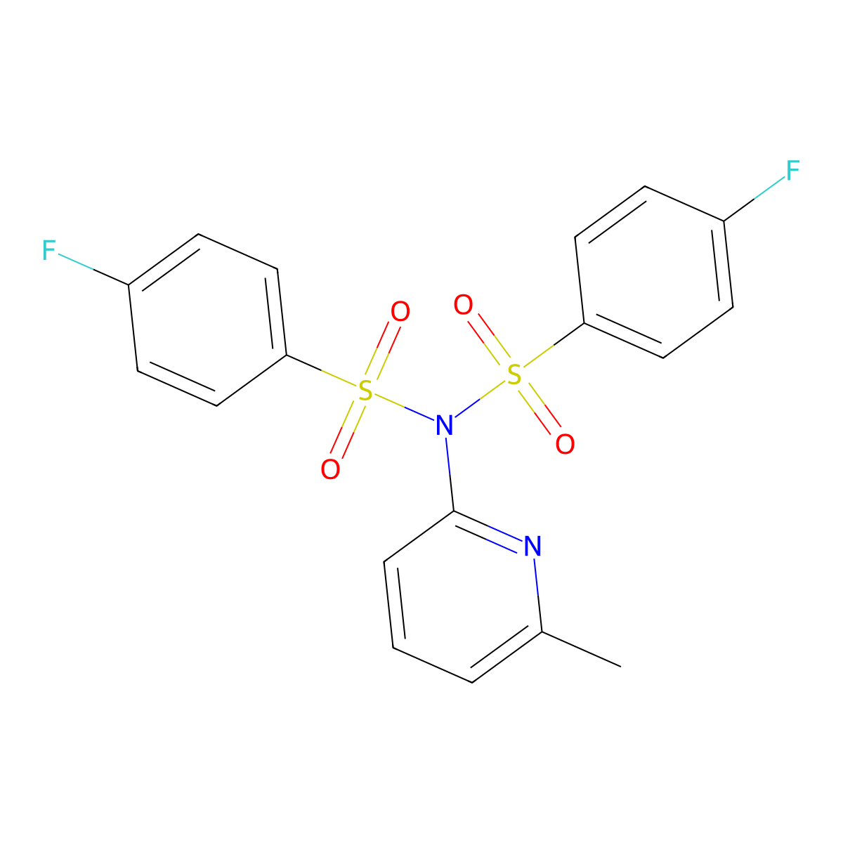 4-fluoro-N-[(4-fluorophenyl)sulfonyl]-N-(6-methylpyridin-2-yl)benzenesulfonamide molecular structure, CAS 346704-28-7