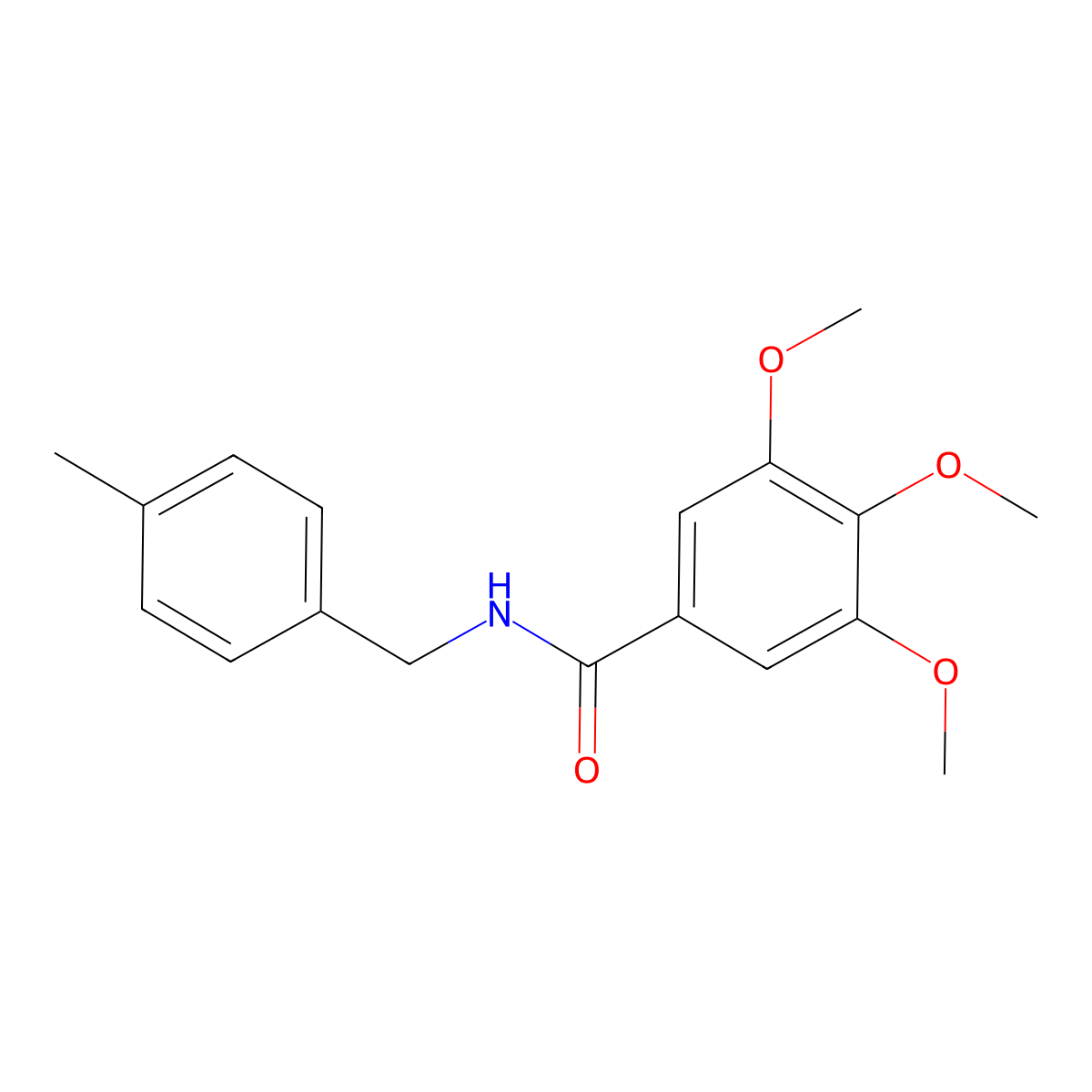 3,4,5-trimethoxy-N-[(4-methylphenyl)methyl]benzamide molecular structure, CAS 346704-40-3