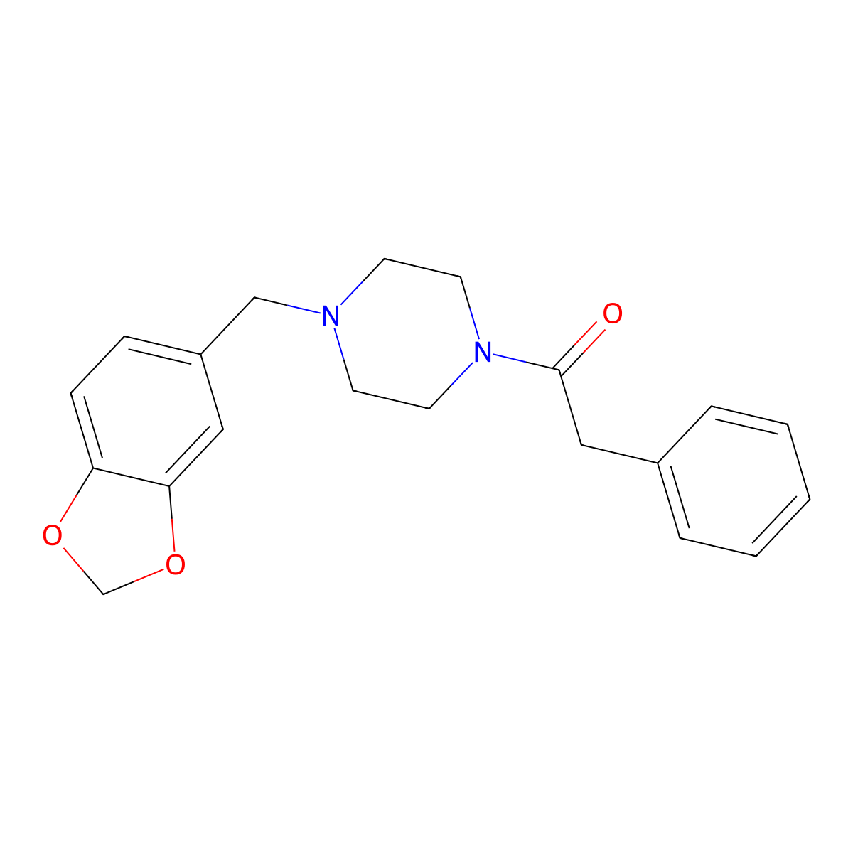 1-[4-(1,3-Benzodioxol-5-ylmethyl)piperazin-1-yl]-2-phenylethanone molecular structure, CAS 346704-59-4